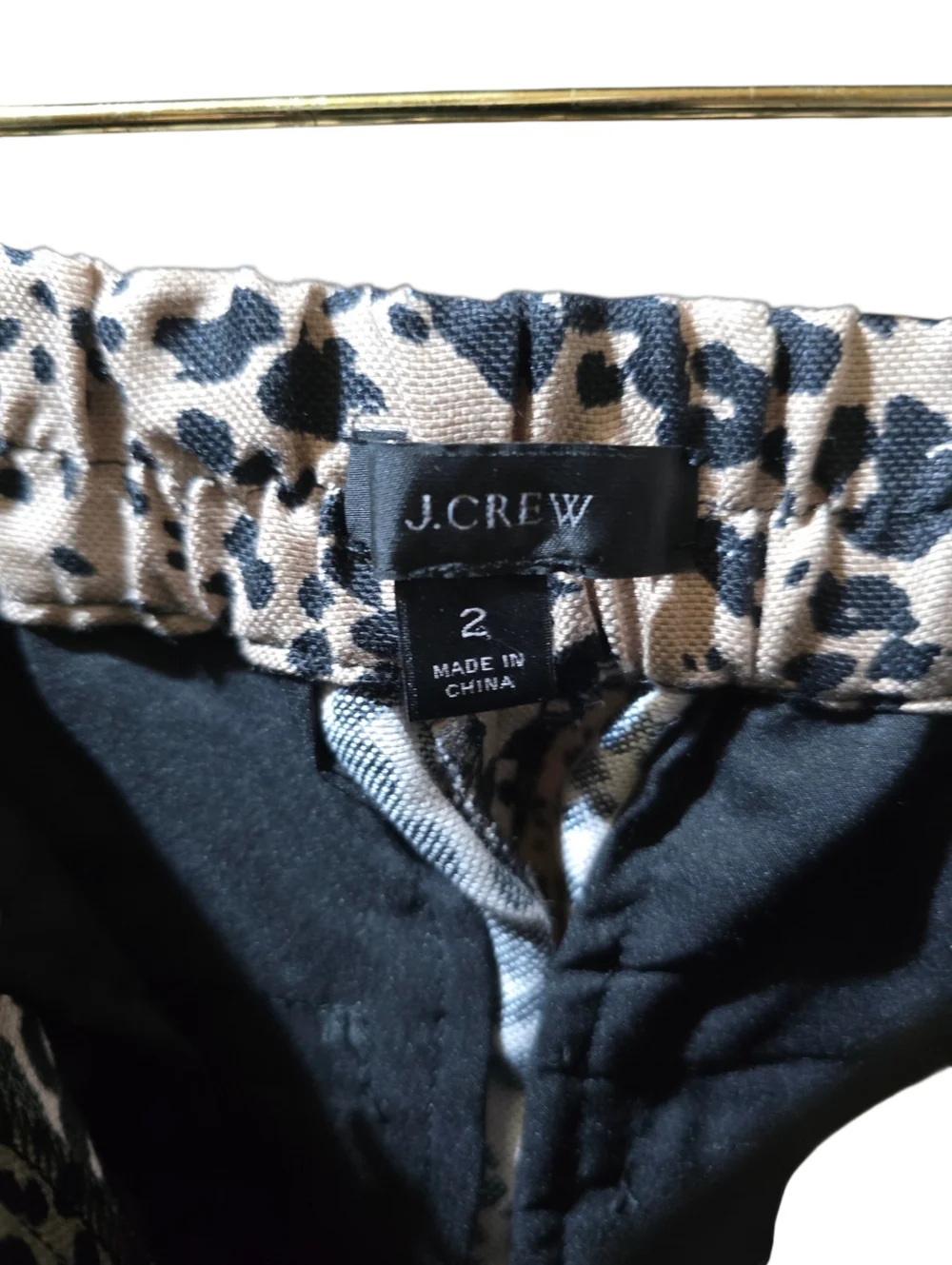 J. Crew High Rise Peyton Pant Leopard Print Cropped Linen Blend Size 2